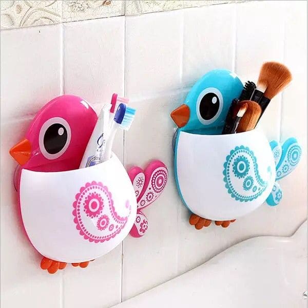 Cartoon Bird Pattern Suction Cup Tooth Brush Holder, Cute Cartoon Sucker Hook Toothbrush Holder, Wall Mounted Pen And Toothpaste Rack, Drain Free Comb Spoons Storage Box Cartoon Bird Pattern Suction Cup Tooth Brush Holder, Cute Cartoon Sucker Hook Toothbrush Holder, Wall Mounted Pen And Toothpaste Rack, Drain Free Comb Spoons Storage Box
